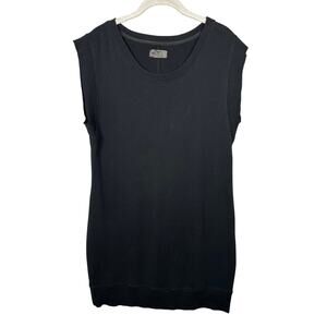 Sundays Black Cotton Scoop Neck Distressed Hem Sleeve Dress Women's Large